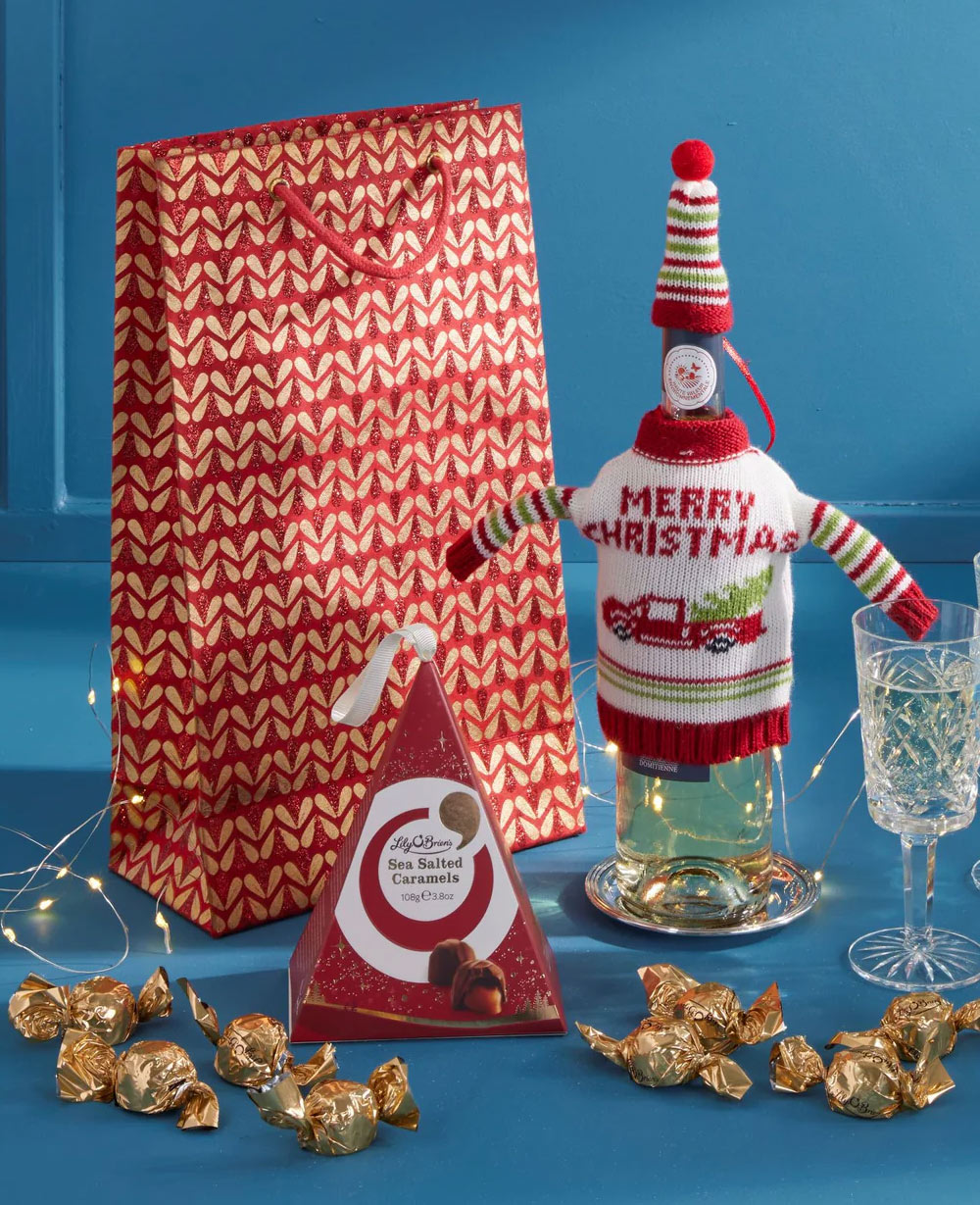 Festive Thanks with White Wine Gift Bag