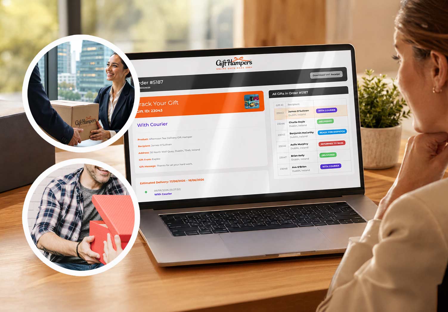 realtime tracking corporate gift hamper delivery in Germany